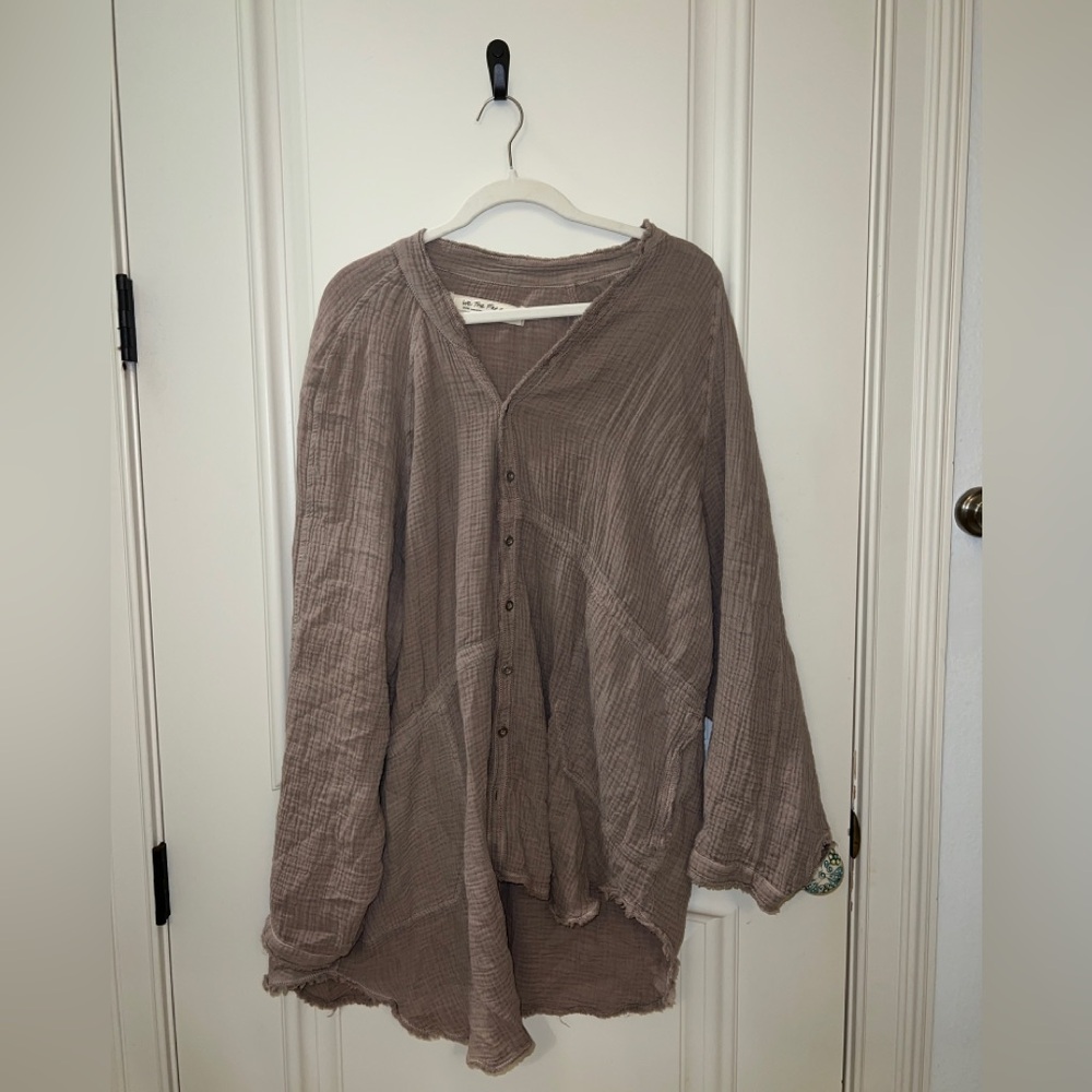 Free People Grey Shirt Dress, Large